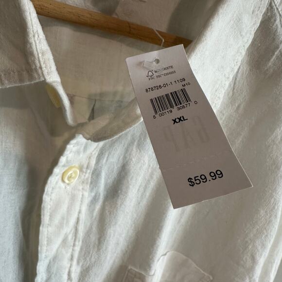Gap Factory Linen-Blend Shirt in Standard Fit New Off White XXL New - Picture 5 of 10